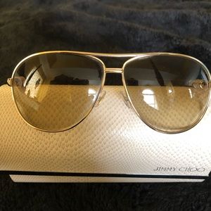 Authentic Jimmy Choo Gold Aviators Sunglasses